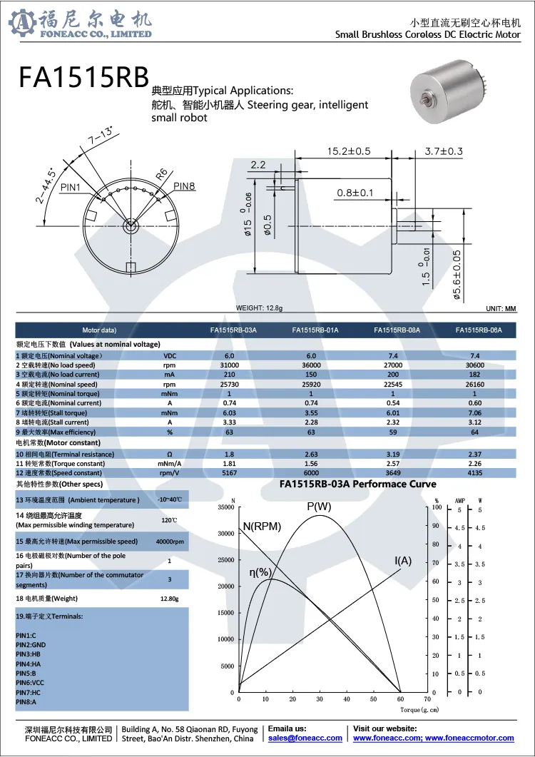 1515rb motor eléctrico de CC sin escobillas micro sin núcleo de 15 mm.webp