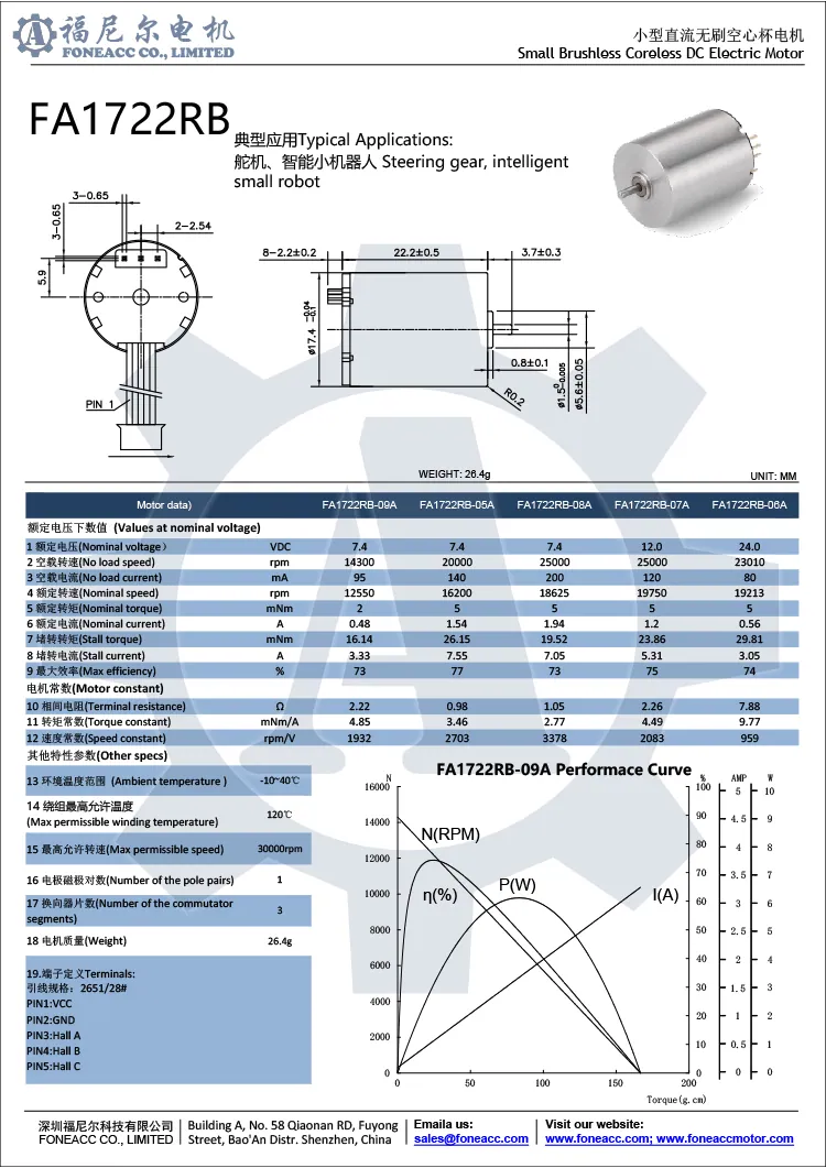 1722rb motor eléctrico de CC sin escobillas micro sin núcleo de 17 mm.webp