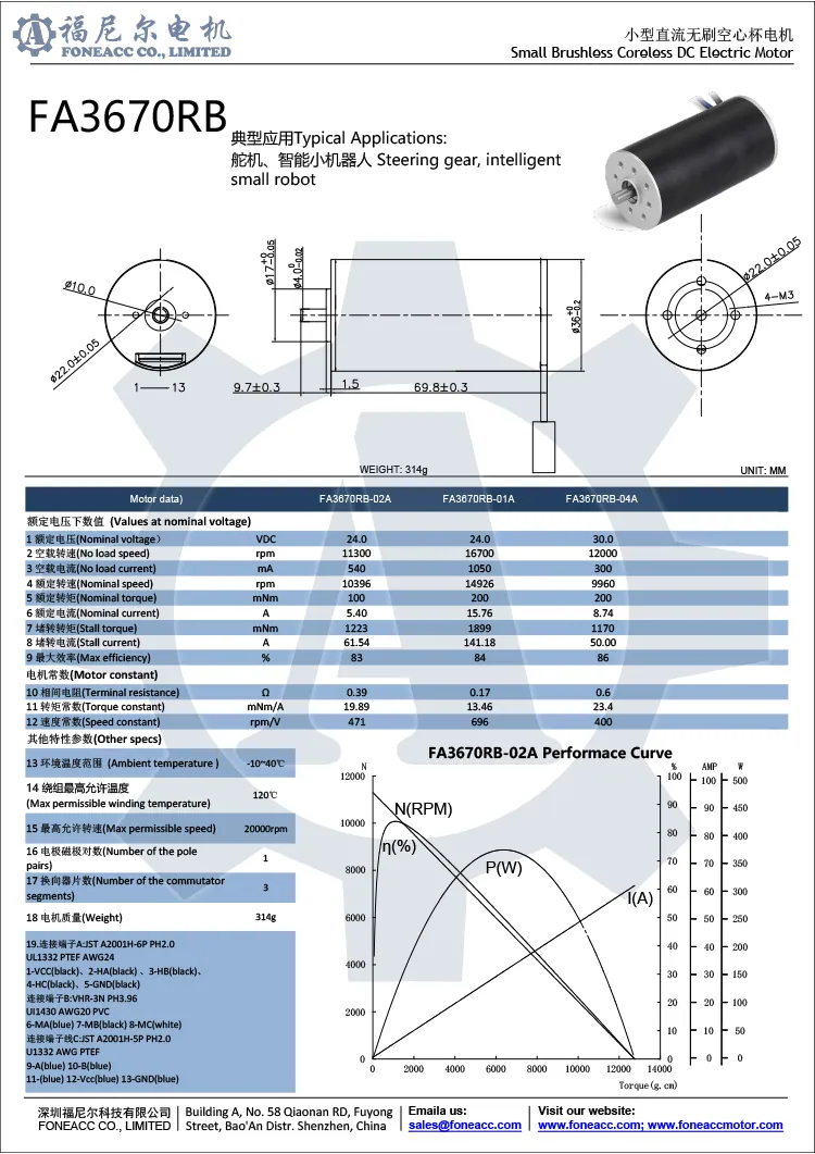 3670rb motor eléctrico de CC sin escobillas micro sin núcleo de 36 mm.webp