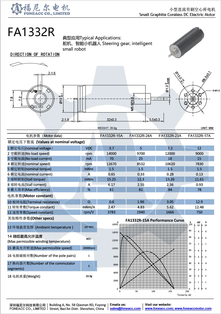 1332r Motor eléctrico de CC con cepillo micro sin núcleo de 13 mm.webp