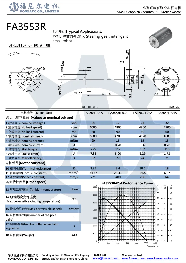 3553r Motor eléctrico de CC con cepillo sin núcleo de 35 mm micro.webp