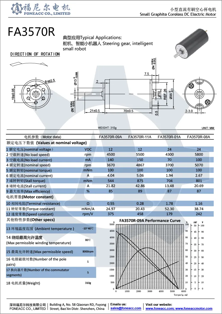 3570r Motor eléctrico de CC con cepillo micro sin núcleo de 35 mm.webp