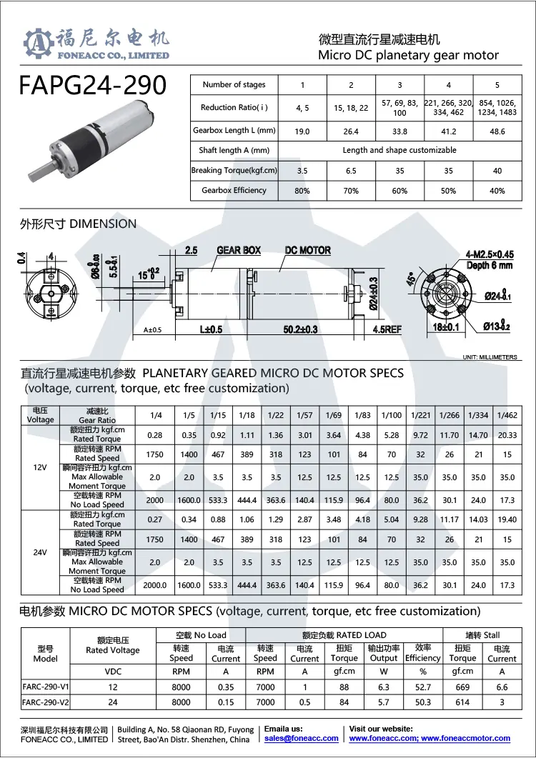 pg24-290 Motor eléctrico de CC con reductor planetario pequeño de 24 mm.webp