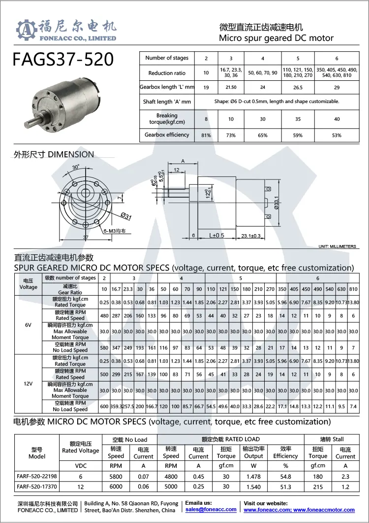 gs37-520 motor eléctrico de CC con reductor de dientes rectos pequeños de 37 mm.webp